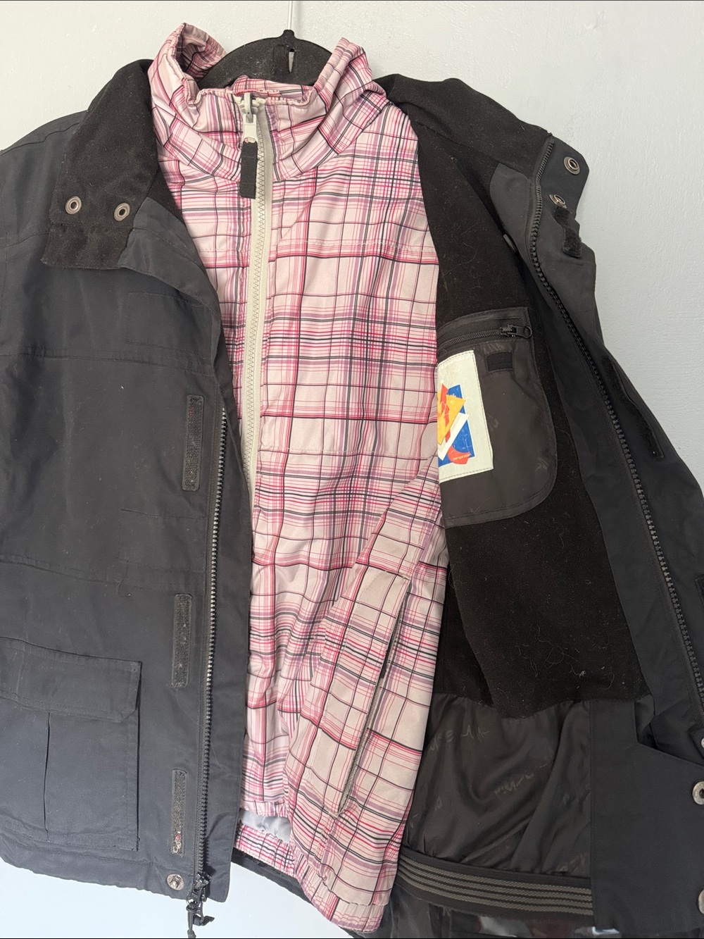 Pulse Youth Ski Winter Outdoor Black‎ Hooded Pink Plaid Inner Jacket - Picture 5 of 8